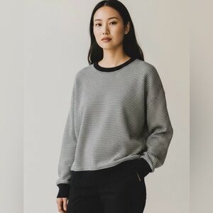 Frank & Eileen Striped Ribbed Hem Pullover Sweatshirts Oversized Size NWOT